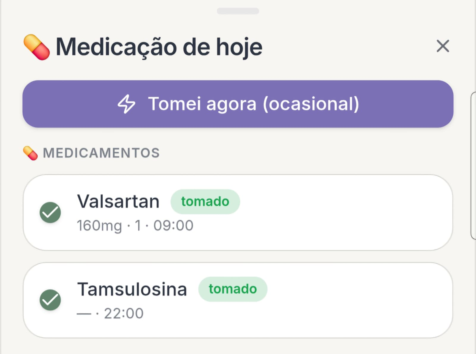 Medicação e suplementos